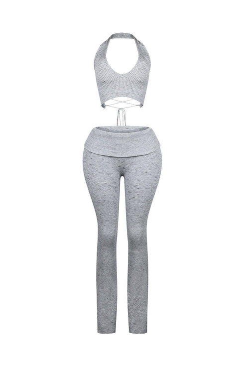 Riptide Ribbed Knit Halter Top & Pants SET